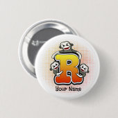 Badge Rond 5 Cm Singe chaussette à monogramme R (Devant & derrière)