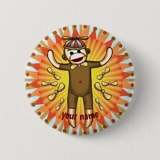 Badge Rond 5 Cm Singe chaussette Beanie (Devant)