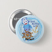 Badge Rond 5 Cm Singe Chaussette Marin (Devant & derrière)
