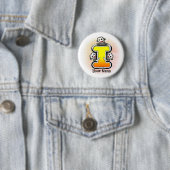 Badge Rond 5 Cm Singe chaussette monogramme I (En situation)