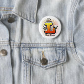 Badge Rond 5 Cm Singe Chaussette Monogramme L (En situation)