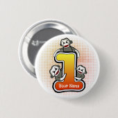 Badge Rond 5 Cm Singe Chaussette Numéro 1 (Devant & derrière)