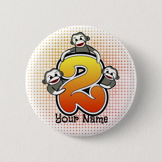 Badge Rond 5 Cm Singe Chaussette Numéro 2 (Devant)