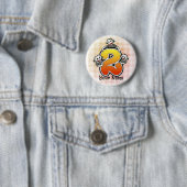 Badge Rond 5 Cm Singe Chaussette Numéro 2 (En situation)