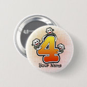 Badge Rond 5 Cm Singe Chaussette Numéro 4 (Devant & derrière)
