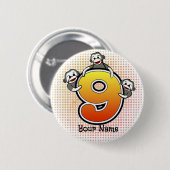 Badge Rond 5 Cm Singe Chaussette Numéro 9 (Devant & derrière)