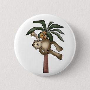 Badge Rond 5 Cm Singe dans le bananier