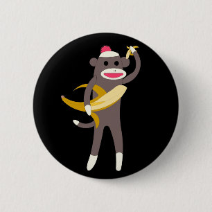 Badge Rond 5 Cm Singe de chaussette avec le Pin d'épées de banan