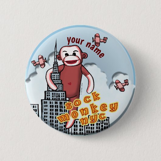 Badge Rond 5 Cm Singe de chaussette de NYC (Devant)
