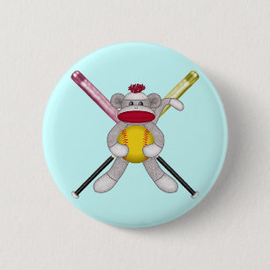 Badge Rond 5 Cm Singe de chaussette du base-ball