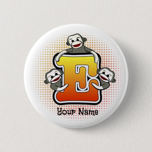 Badge Rond 5 Cm Singe de chaussette E monogramme (Devant)