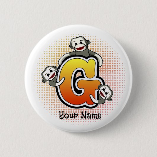 Badge Rond 5 Cm Singe de chaussette G monogramme (Devant)