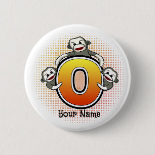 Badge Rond 5 Cm Singe de chaussette O Monogramme