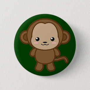 Badge Rond 5 Cm Singe de Kawaii
