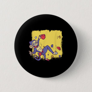 Badge Rond 5 Cm Singe drôle de bloc et d'escalade de rocher