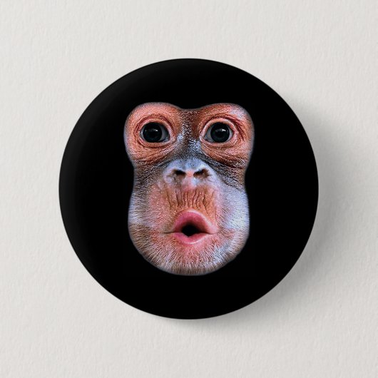Badge Rond 5 Cm Singe drôle qui gonfle le visage de l'estomac, Sin (Devant)