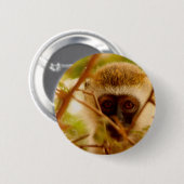 Badge Rond 5 Cm Singe effronté. (Devant & derrière)