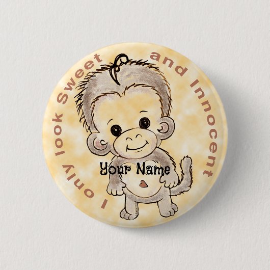 Badge Rond 5 Cm Singe innocent (Devant)