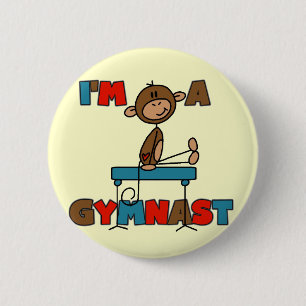 Badge Rond 5 Cm Singe je suis T-shirts et cadeaux d'un gymnaste