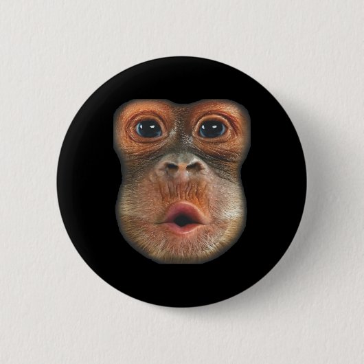 Badge Rond 5 Cm Singe qui souffle le visage de l'estomac (Devant)