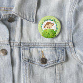Badge Rond 5 Cm Singe Safari mignon avec Feuilles tropicaux (En situation)