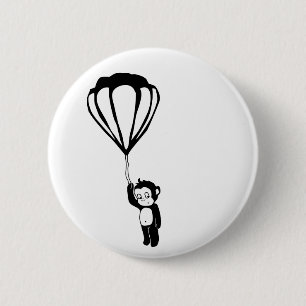 Badge Rond 5 Cm singe volant : montgolfière