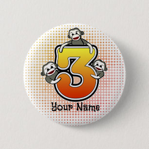 Badge Rond 5 Cm Singes en chaussette numéro 3