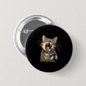 Badge Rond 5 Cm Singing Cat With Karaoke Mic Costume  (Devant & derrière)