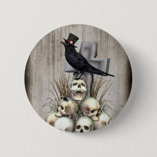 Badge Rond 5 Cm Sir Raven Skully