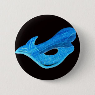 Badge Rond 5 Cm sirène bleue sur le bouton noir