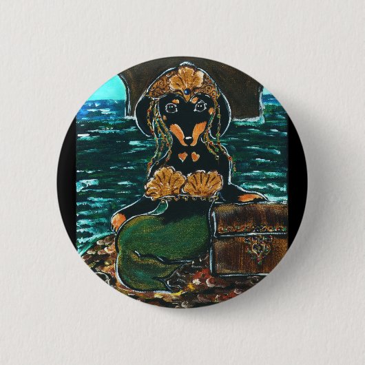 Badge Rond 5 Cm Sirène Dachshund (Devant)