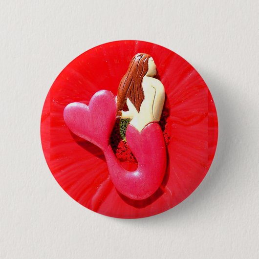 Badge Rond 5 Cm sirène de coeur-queue de roux (Devant)
