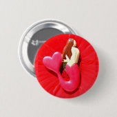 Badge Rond 5 Cm sirène de coeur-queue de roux (Devant & derrière)