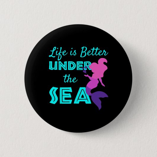 Badge Rond 5 Cm Sirène de natation plongée (Devant)