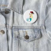 Badge Rond 5 Cm Sirène de Noël (En situation)