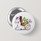 Badge Rond 5 Cm Sirène et merhorse indiens (Devant & derrière)