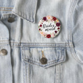 Badge Rond 5 Cm Sirène Florale Burgundy Boho Rouge Blush (En situation)