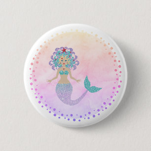 Badge Rond 5 Cm Sirène magique