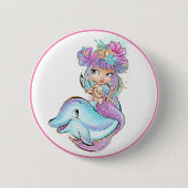 Badge Rond 5 Cm Sirène pourpre (Devant)