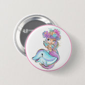 Badge Rond 5 Cm Sirène Violette (Devant & derrière)