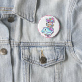 Badge Rond 5 Cm Sirène Violette (En situation)