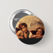Badge Rond 5 Cm Sistine Madonna 2 anges par Raphael (Devant & derrière)