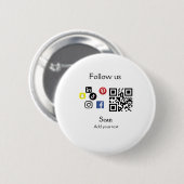 Badge Rond 5 Cm Site web d'entreprise simple code à barres QR code (Devant & derrière)