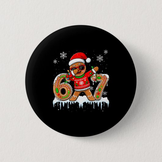 Badge Rond 5 Cm Six Seven 67 Christmas Funny Santa Gingerbread Dab (Devant)