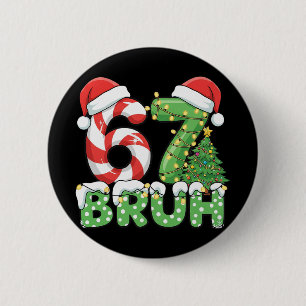 Badge Rond 5 Cm Six Seven 67 Drôle de Père Noël Bruh Noël Meme