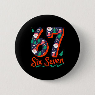 Badge Rond 5 Cm Six Seven 6 7 Mème Humour Père Noël Elfe 67 Noël P