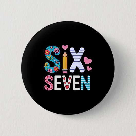 Badge Rond 5 Cm Six Seven 6 7 Mème Professeur (Devant)