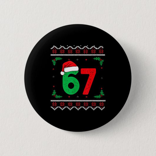 Badge Rond 5 Cm Six Seven Christmas 6 7 Ugly Christmas Sweater (Devant)