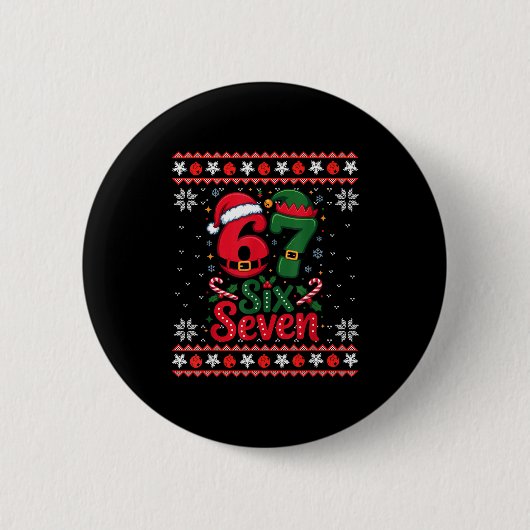 Badge Rond 5 Cm Six Seven Christmas 6 7 Ugly Christmas Sweater Boy (Devant)