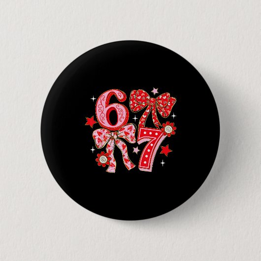 Badge Rond 5 Cm Six Seven Coquette Girl Bow Cool Meme 67 Valentine (Devant)